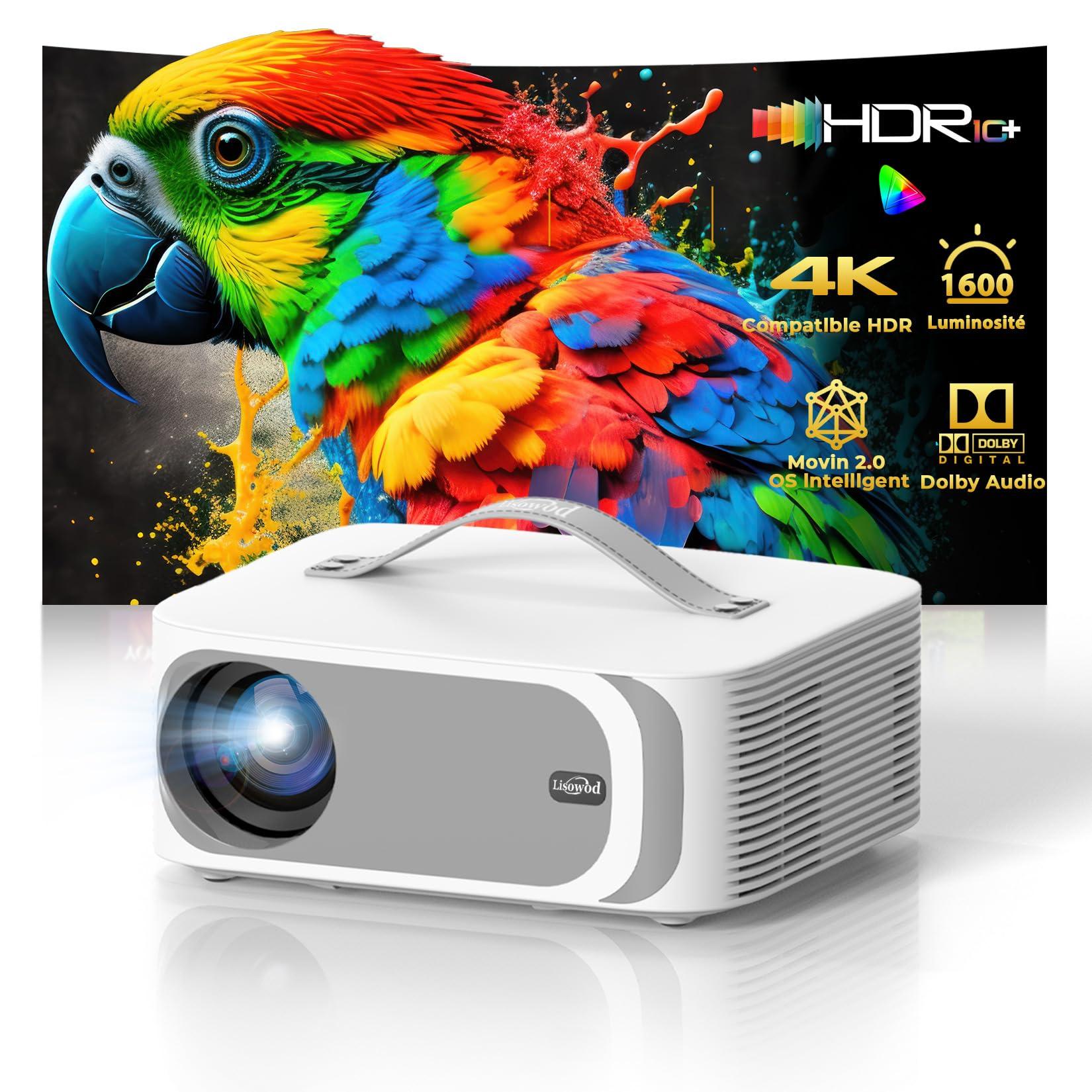 Videoprojektor 4 K [Integrierte App/Dolby Audio] 1080P Nativer Videoprojektor, W