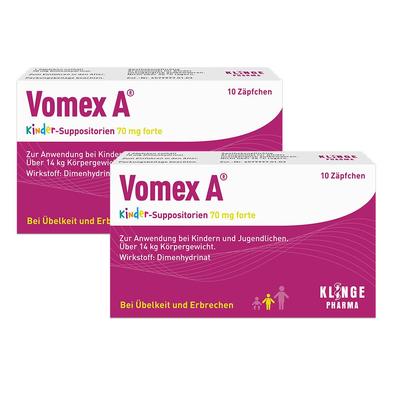 Vomex A Kinder Sup.70Mg FO x2 2x10 St Kinder-Suppositorien