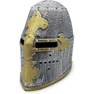 BestSaller 1422 - Kinder-Ritterhelm Topfhelm, Kunststoff, Silber/Gold
