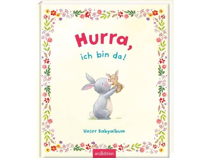 Hurra, ich bin da!: Unser Babyalbum Erinnerungsbuch zur Geburt – Eintragbuch für die schönsten Momente im ersten Jahr mit Baby