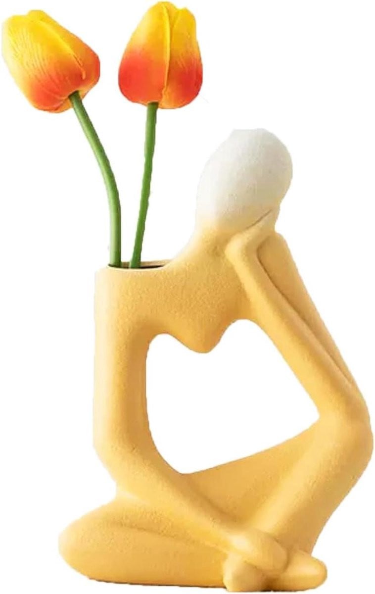 Flower Vase Fun Cool - Moderne gele vaas voor bloemen en decoratie