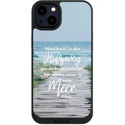 Nivocase Handyhülle für Apple iPhone 14 Plus Hülle NIVOpure Case Schwarz Statement Strand Spruch (Apple iPhone 14 Plus), Smartphone Hülle, Schwarz