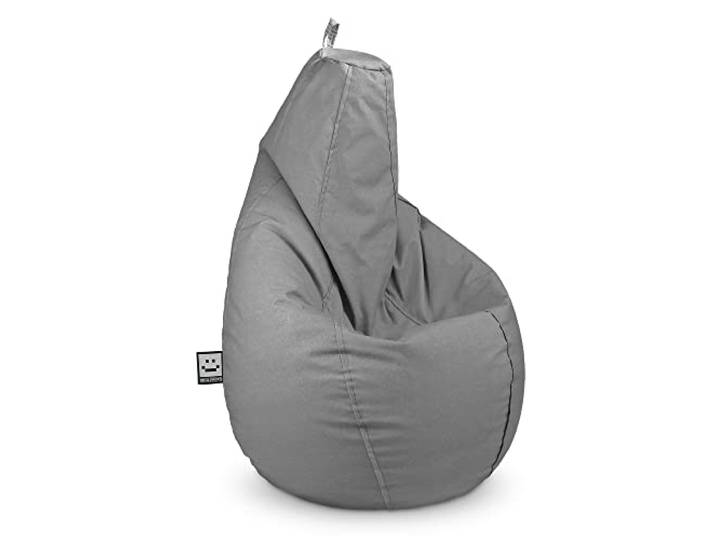 Happers Sitzsack XXL Modell Birne aus mattem Naylim Hellgrau. Outdoor und Indoor