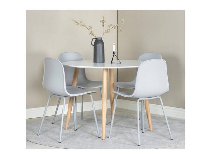 BOURGH Esstisch PLAZA Esszimmertisch Ø100x75cm - Runder Esstisch weiß/natur, Esstisch in modernem Design