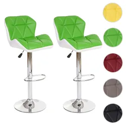 2er-Set Barhocker HWC-A92, Barstuhl Tresenhocker, höhenverstellbar Kunstleder ~ grün