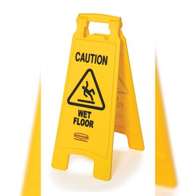 Rubbermaid klappbares doppelseitiges Warnschild "Nasser Boden" | Einsprachig | HxBxT 66x27,9x3,8cm | Gelb von PROREGAL