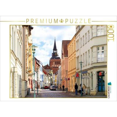 CALVENDO Puzzle Güstrow, Hageböckerstraße, Blick auf St. Marien | 1000 Teile Lege-Größe 64 × 48 cm Foto-Puzzle für glückliche Stunden