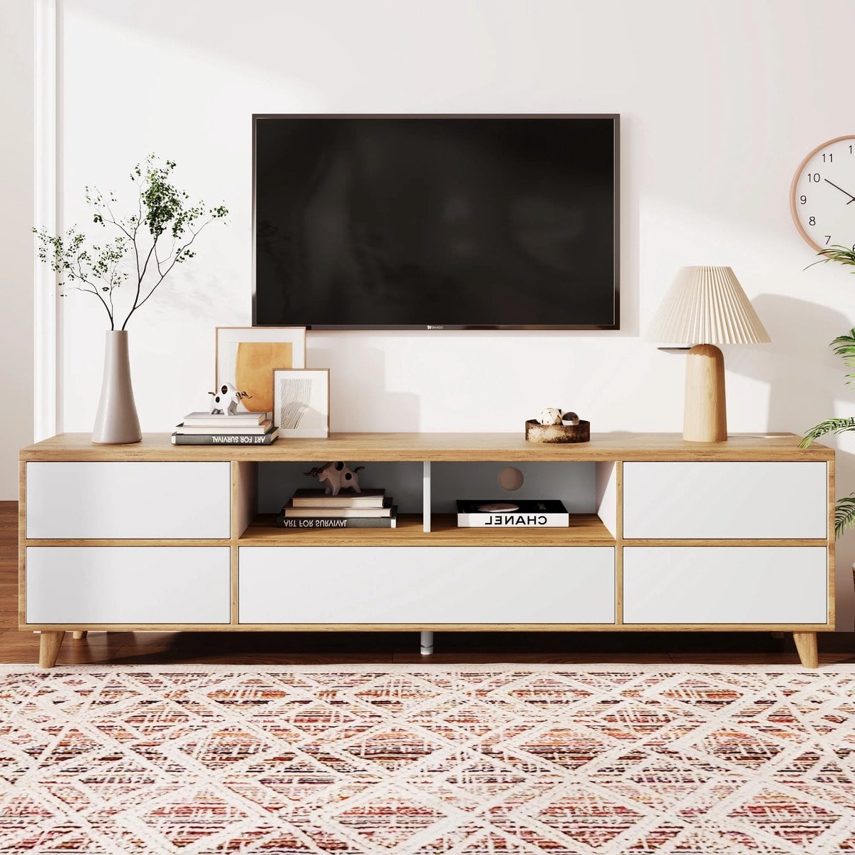 Gran Vida TV-meubel in modern landelijke stijl met wit en hout design