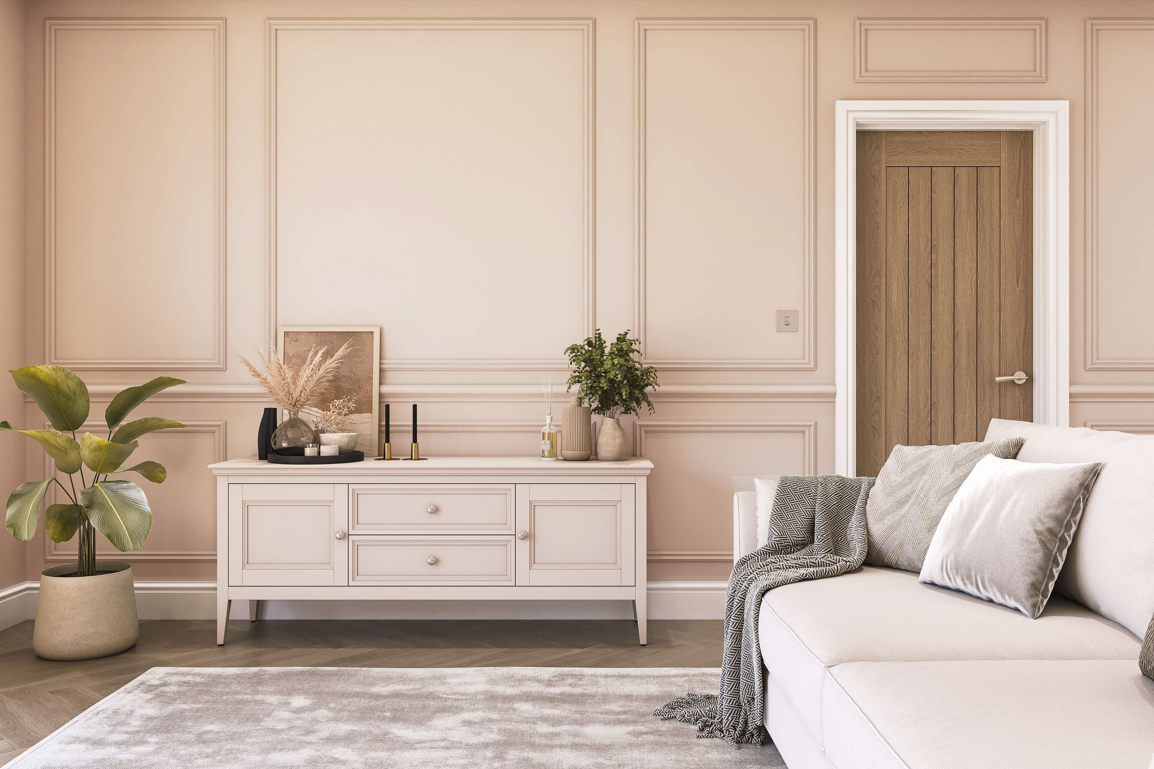 Hemway Chalk Based Furniture Paint   Soft Coral Pink   Shabby Chic   Chalky Matt Finish - Soft Coral Pink - 1L