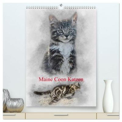 Maine Coon Katzen (hochwertiger Premium Wandkalender 2027 DIN A2 hoch), Kunstdruck in Hochglanz