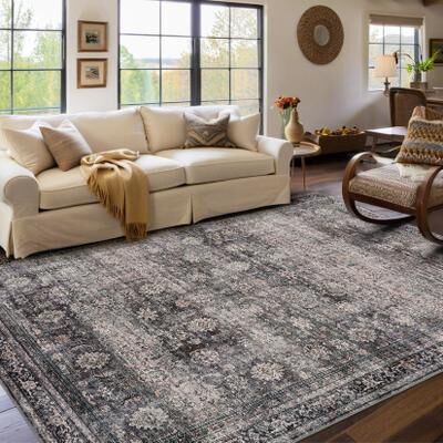 Garvee Charming Vintage Floral Print Area Rug