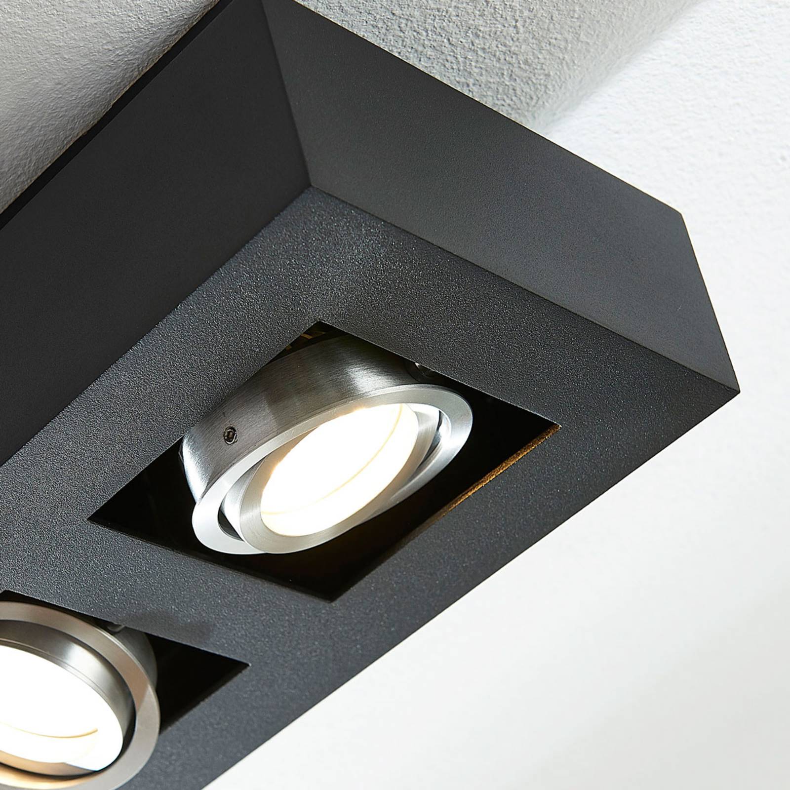 Arcchio Vince spotlight, 25 cm, black, metal, GU10 VINCE Arcchio, dimmable, Black, Hallway, Aluminium, Modern, Ceiling Light