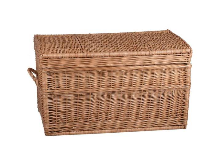 e-wicker24 Coffre de Rangement en Osier Naturel Buff avec Couvercle 60x39x39 cm Panier Malle Tressé Main
