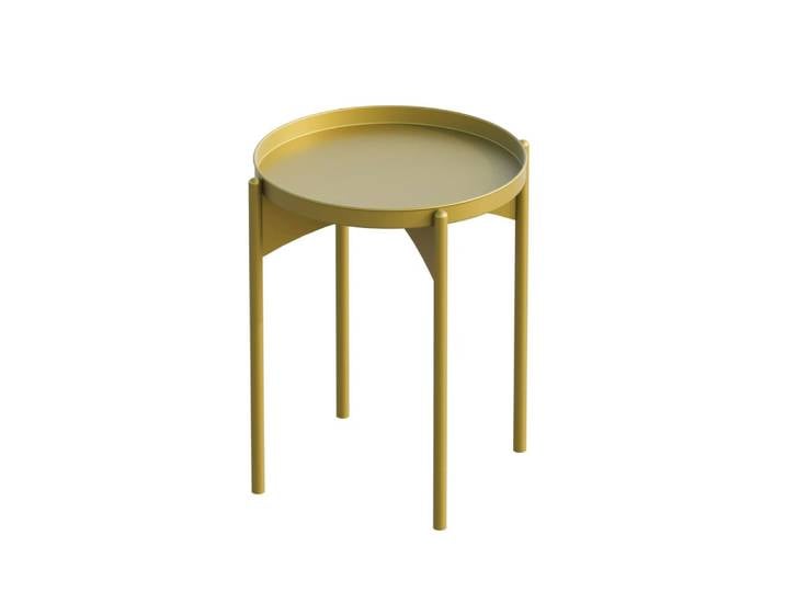 Bout de canapé design en métal doré plateau rond