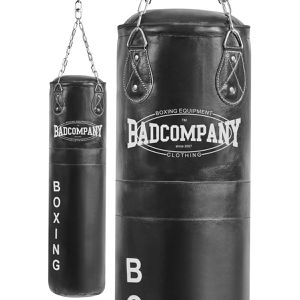 Bad-Company Boxsack Echtleder, gefüllt mit Textilresten, 43 kg, für Erwachsene, 150 cm, mit Stahlkette zum Aufhängen
