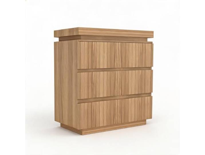 Garvee Kommode MDF-Spanplatte Mit Vertikalen Streifen - 1,Naturholzfarben Spanplatte, Vertikale Streifen Und Kommode