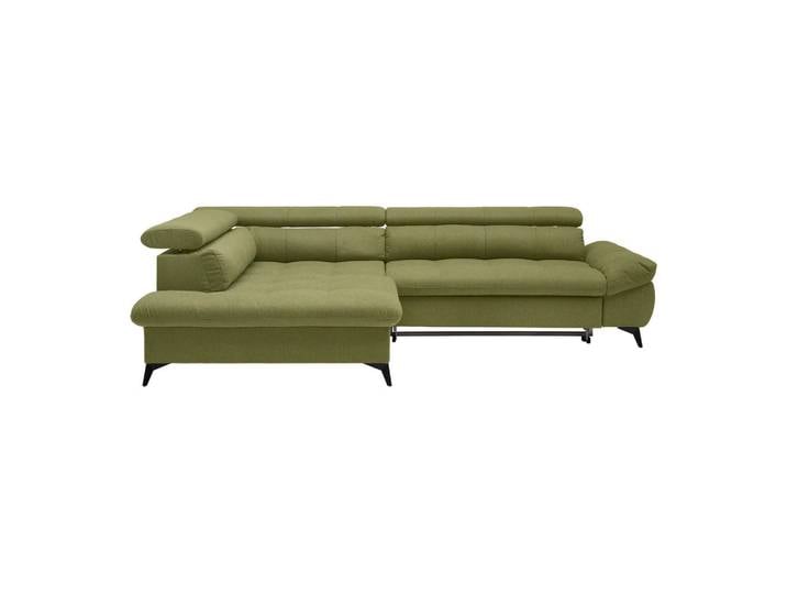 Mömax Ecksofa, Olivgrün, Metall, Ottomane links, L-Form, 296x201 cm, Liegefunktion, Schlafen auf Sitzhöhe, Rücken echt, Wohnzimmer, Sofas & Couches, Wohnlandschaften, Ecksofas