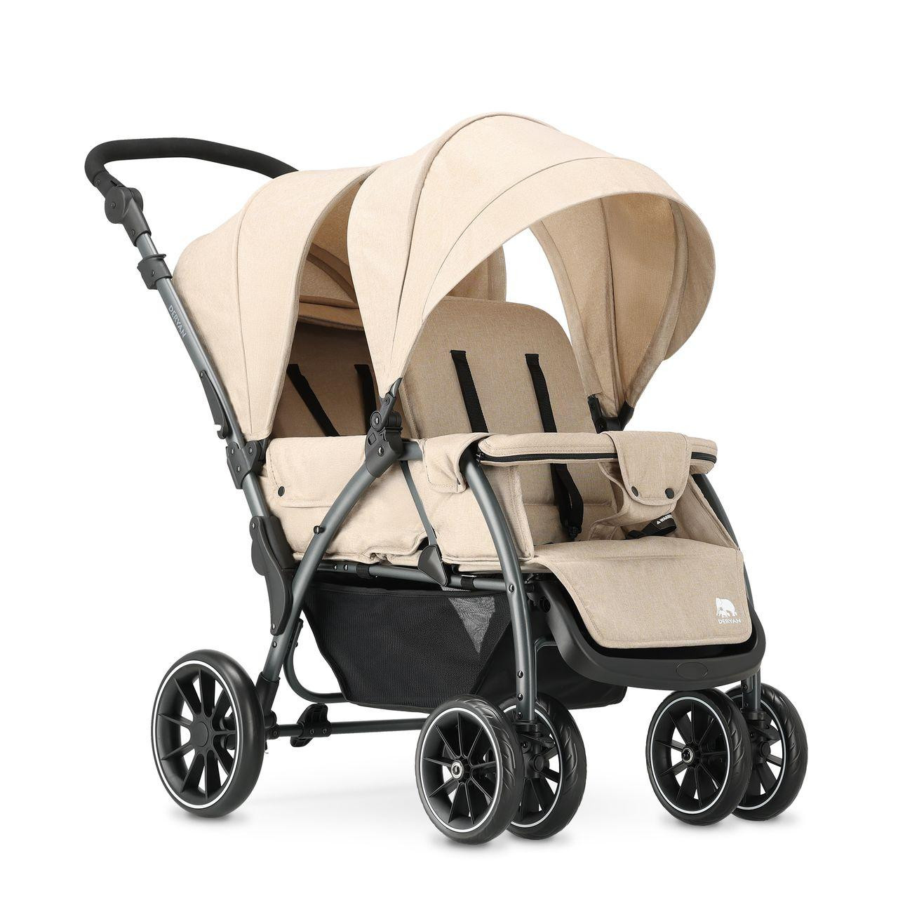 Deryan Elena Duo Tandem kinderfiets met 5-punts veiligheidssysteem, nougatkleur
