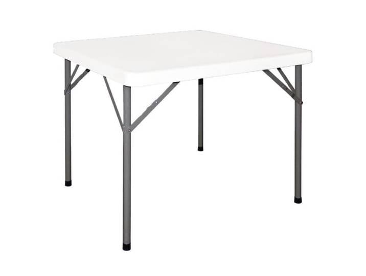 Table carrée pliante - Bolero - Blanc - 2 personnes - Métal - Polyéthylène haute densité