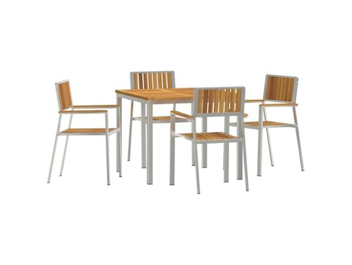 HBBMGYD Esstisch-Set für den Außenbereich, 5-teilig, Edelstahl, 90 x 90 x Klares Design, robuste Montage, warme Töne, freundliche Atmosphäre, stabile Struktur