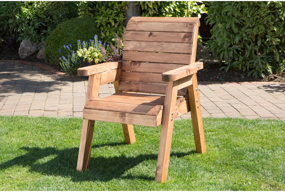 Alpen Home Tanaka Stackable Outdoor Patio Dining Armchair Natural Wood 98cm H X 68cm W X 74cm D