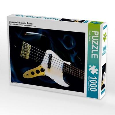 CALVENDO Puzzle Eleganter E-Bass im Rauch | 1000 Teile Lege-Größe 64x48cm Foto-Puzzle für glückliche Stunden