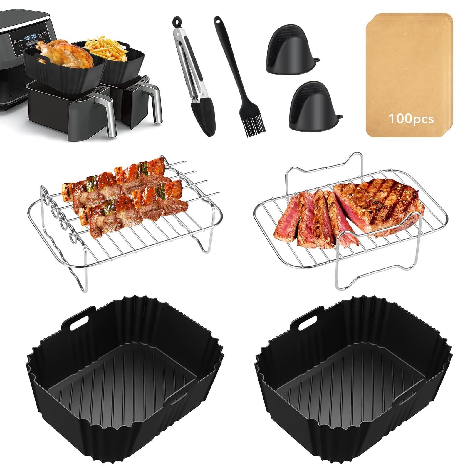 Dripio 9-delige siliconen accessoires voor de Ninja Dual heteluchtfriteuse