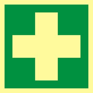 Abtec Hinweisschild ISO 7010 E003, Kunststoff, 20 x 20 cm, Rettungszeichen, Erste Hilfe