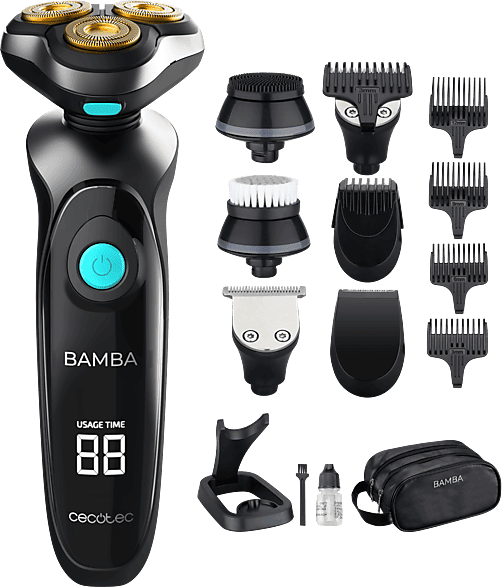 Afeitadora multifunción - Cecotec Bamba PrecisionCare TwistGroom 10in1, Multiusos, 4 niveles, 10 accesorios, 80 min, Waterproof, Negro