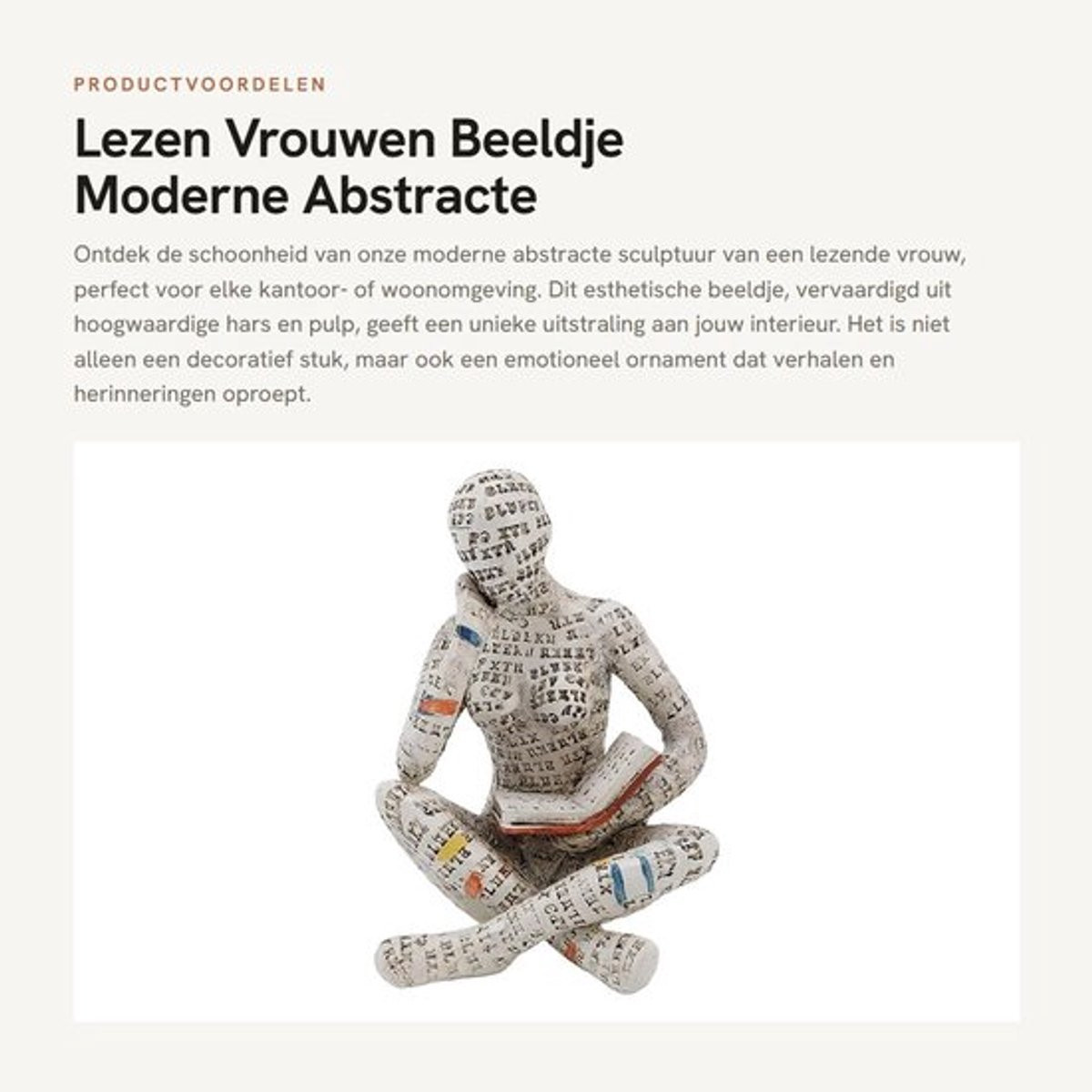 Beeldje Lezende Vrouw - Hars Ornament voor Woonkamer Decoratie