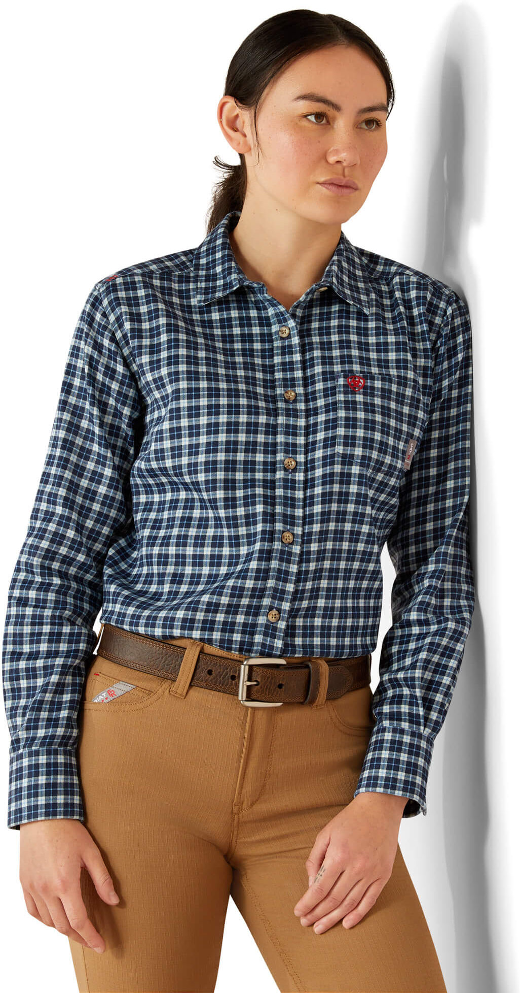 Women's Flame-Resistant Angeles Work Shirt in Micro Check, Size: 2XL by Ariat