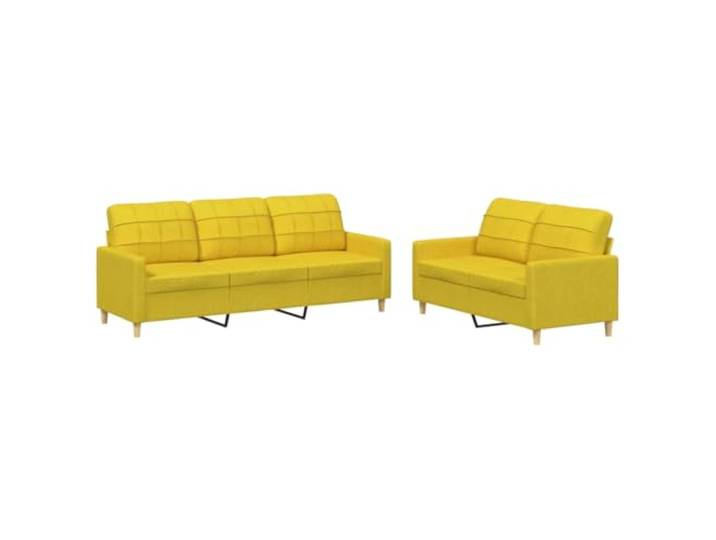 GHVBNMF 2-TLG. Sofagarnitur mit Kissen Hellgelb Stoff Couch Set Ergonomisches Couchset aus atmungsaktivem Gewebe mit stabilem Metallgestell und weichen Polstern für das Wohnzimmer.