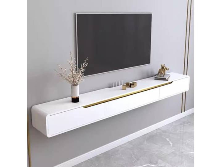 GHHDPDMJ Schwebender TV-Ständer, an der Wand montierter TV-Schrank, 120/150/180/200 cm, an der Wand montierte TV-Einheit mit 4 Schubladen und Regalen für Lagerkomponenten, für Wohnzimmer, Schlafzimme