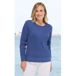 Baumwoll-Pullover in Streifen saphir in Größe 52/54 von DW-Shop, Saphir, 52/54