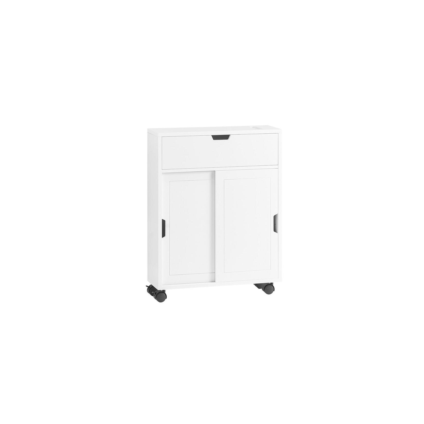 SoBuy Toilettenschrank Mit 2 Türen Und Toilettenpapierhalter Weiß 50x17x67cm Rustikal