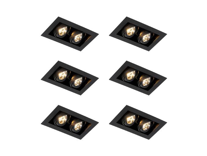 Ensemble de 6 spots encastrables modernes noirs 2 lumières