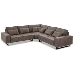 filippo Ecksofa Antwerp Mikrofaser Braun Graubraun 295 cm
