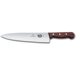 Victorinox Wood, Tranchiermesser, 25cm, Wellenschliff, mod. Ahorn, Küchenmesser, Braun