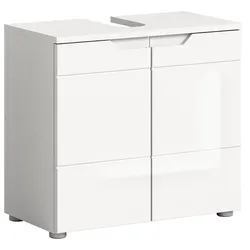 Ebuy24 Solero Waschbeckenunterschrank 2 Türen Weiß hochglanz, weiß.