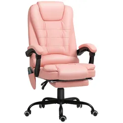 MODFU Bürostuhl Chefsessel Massage Pink 67x67x121 cm mit Fußstütze und Liegefunktion 90 bis 155 Grad höhenverstellbar 7 Punkte