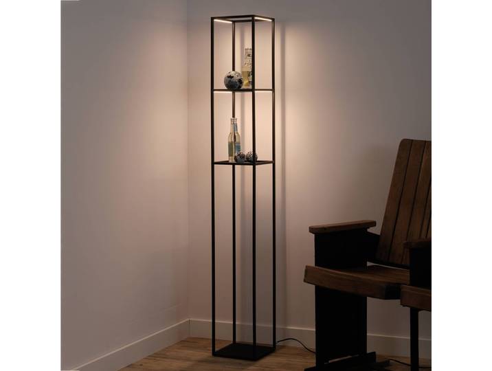 LED-vloerlamp Conni, dimbaar, zwart, Woon-/ Eetkamer, metaal, Modern, LED vloerlamp