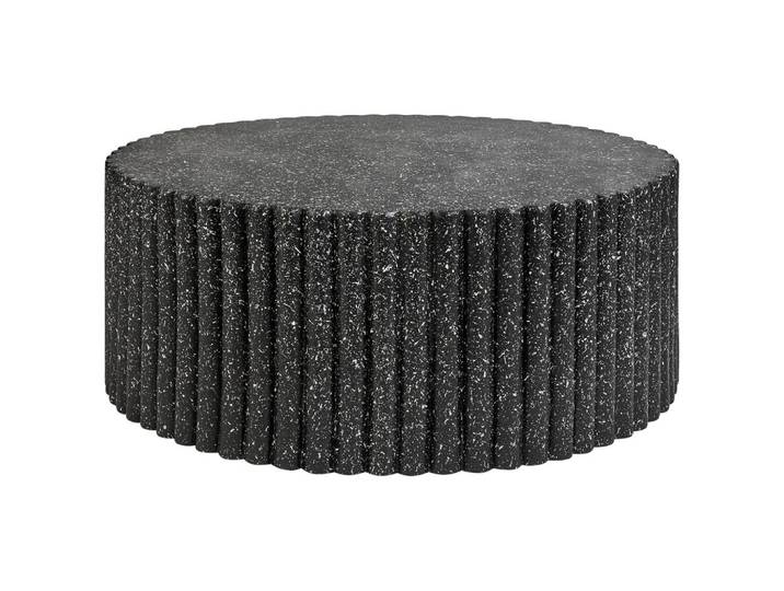 GARTEN Beistelltisch Beton Terrazzo Optik schwarz rund 106 cm Pozza