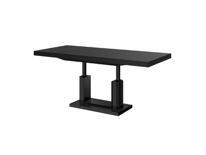 designimpex Couchtisch Couchtisch Tisch H-120 Schwarz Hochglanz höhenverstellbar ausziehbar