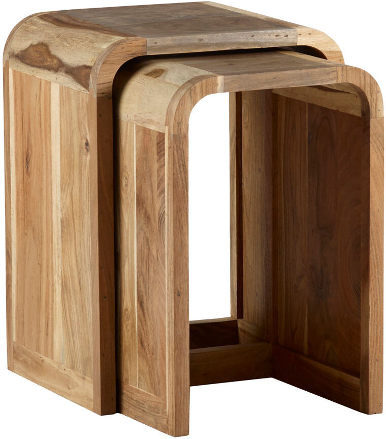 Union Rustic Giovani Solid Wood Top Block Rectangular Nesting Side Tables Matte Black 55cm H X 40cm W X 35cm D