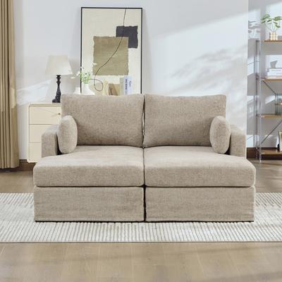 Unbranded "56.3"" and 63.39"" Modular Sofa with Chenille and Sturdy Metal Legs."