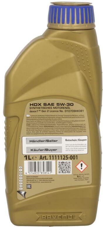 Huile moteur RAVENOL 1111125 HDX 5W30 1L