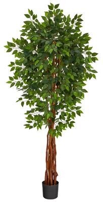 Nearly Natural 6.5' Super Deluxe Ficus Artificial Tree with Natural Trunk