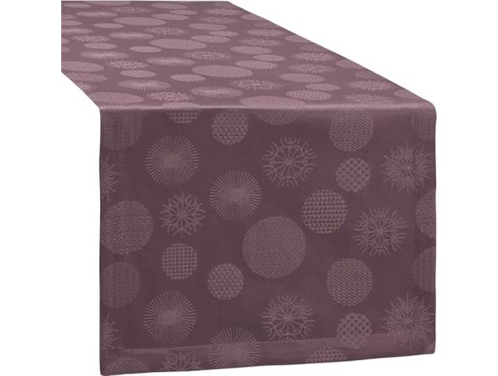 Erwin Müller Jacquard Tischläufer Calvia Mauve Größe 50x150 cm - eingewebte Eiskristalle und Christbaumkugeln, zarter Schimmer, Pflege- und bügelleicht