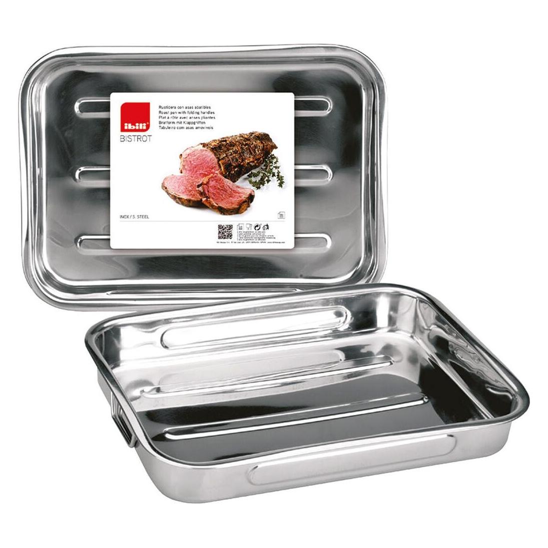 Ibili Auflaufform Edelstahl Bistrot 43 x 31 x 7 cm Perfekt zum Kochen von Speisen (Edelstahl) (49441533)
