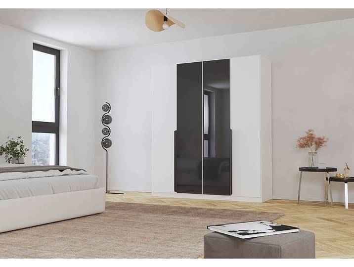 Drehtürenschrank Artemis 181cm Weiß/Graphit/Weiß